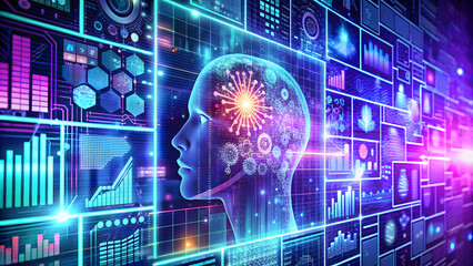 Fototapeta premium Artificial intelligence (AI) and machine learning concept. 3D rendering