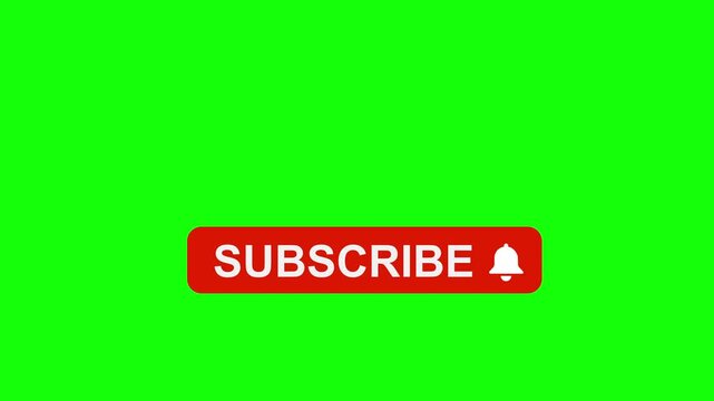 Social media subscribe and notification button subscriber mouse clicking animation on green screen.