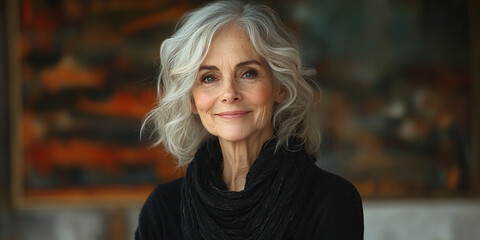 portrait of an elderly woman on a studio background
