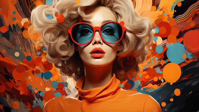 Abstract illustration of a woman with her brain exploding from stress. Knowledge and education concept