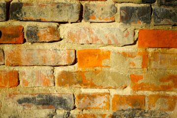 Textured Brick Wall With Vibrant Colors Highlighting the Natural Materials and Architecture