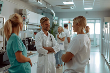 Obraz premium Hospital Break, Doctors Relaxing Together