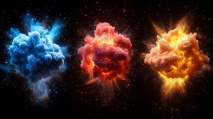 Explosions Set on Transparent Background, Perfect for Action Scenes and Visual Effects Graphics, Generative AI
