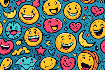 Abstract Faces Full of Laughter and Joy