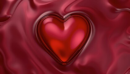 Red Heart on a Crimson Silk Background.