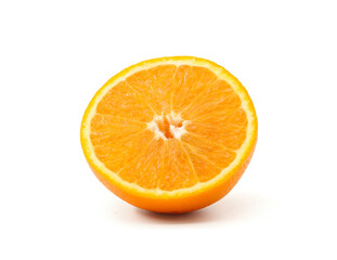 half cut orange fruit white background