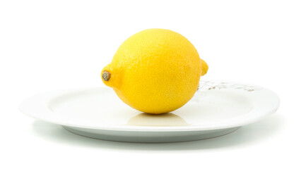 lemon on a plate white background