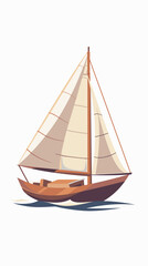 Sailboat on white background. Vector illustration in cartoon style.