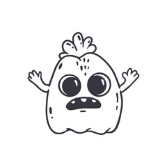 cute cartoon monster isolated on white background  for coloring pages. Boo. Sketch, doodle. Vector illustration