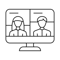 video conference discussion line icon vector. video conference discussion sign. isolated contour symbol black illustration