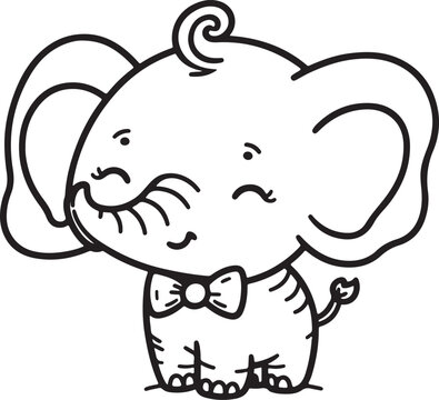 recommend clip art: A cute elephant line art design