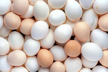 Close-up of many white eggs background.. Beautiful simple AI generated image in 4K, unique.