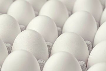 Close-up of white duck eggs in a carton. Beautiful simple AI generated image in 4K, unique.