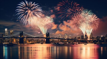 Colorful Fireworks Light up the Night Sky at Festive Celebration