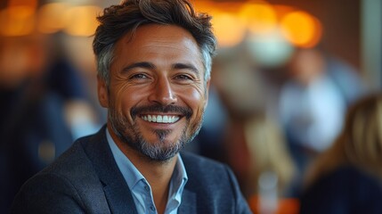 Fototapeta premium Happy and Laughing Group at Trade Show Listening to Startup Business Owner, Ideal for Business and Event Imagery, Generative AI