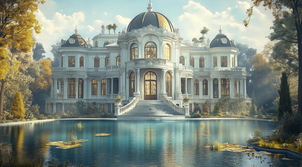 Creating a Three-Floor Mansion with Dome and Marble in Baroque Style