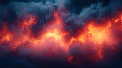 Fototapeta premium Dark Smoke and Red Lava Explosion Effect, Perfect for Explosive and Intense Visuals, Generative AI