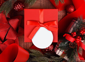 Blank Round Gift Tag Box Present Mockup