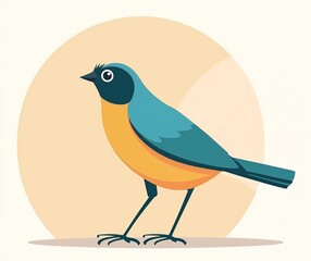 Obraz premium Colorful Bird Illustration with Simple Background, Ideal for Nature and Wildlife Art Projects.