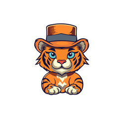 orange tiger sport gaming logo vector illustration template with white background