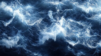 Obraz premium High-resolution top-down view of the Pacific Ocean, emphasizing the dramatic turbulence of the waves with detailed textures