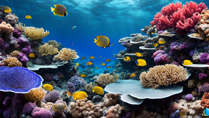 Naklejka premium The Captivating Beauty of Tropical Coral Reefs on Rocks - Underwater Wonders