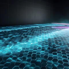 Naklejka premium Luminescent Cells in a Dark Digital Abyss abstract background