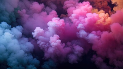 Fototapeta premium Blue and pink smoke swirls flow in dreamlike abstract backdrop 