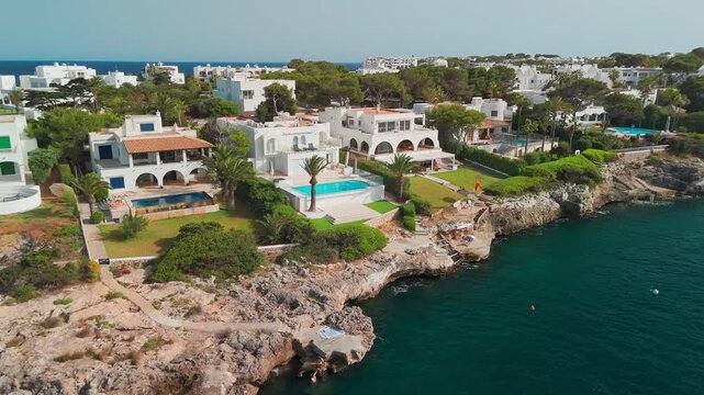 Aerial view of the stunning Mediterranean Sea coast in Mallorca, Spain