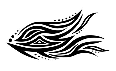 Tribal tattoo vector illustration. Black curve shapes on white background