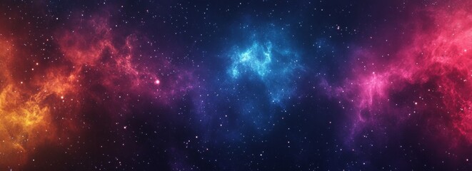 Fototapeta premium A background of stars and galaxies in shades of blue, purple, red, and yellow, with bokeh lights
