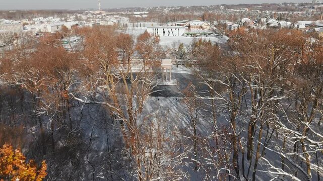 Aerial view of the General Jozef Bem Mausoleum in Tarnow, Poland.
