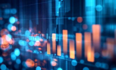 digital stock market chart with bar and line graphs