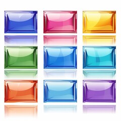 Colorful Glossy Rectangular Buttons Set - Ideal for Web Design and App Interfaces