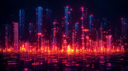 Fototapeta premium Finance and Business Background with Abstract Buildings and Coins, Perfect for Corporate Graphics, Generative AI