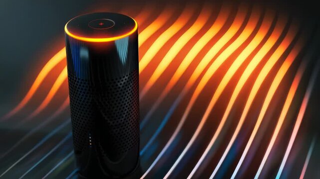 This is a sleek, modern smart speaker with an LED light feature. It functions as a voice-controlled personal assistant through the Alexa technology.