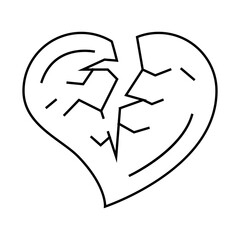 broken heart divorce line icon vector. broken heart divorce sign. isolated contour symbol black illustration