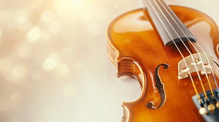 Fototapeta premium Close-Up of a Violin with Warm Glow