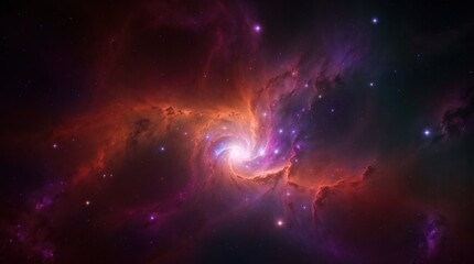 Fototapeta premium Sparkling cosmic nebula of red and blue stars in celestial dance 