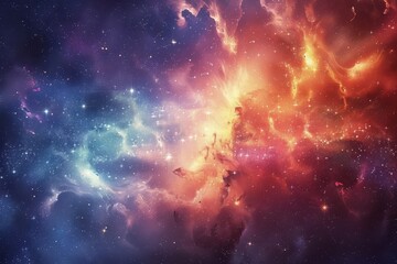 Fototapeta premium Colorful and vivid space nebula with glowing stars
