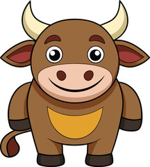 Cow cartoon character vector image. Illustration of cute cow animal fun mascot on the white background
