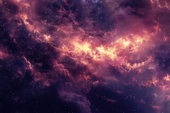 Glowing Nebula and Gaseous Space Clouds