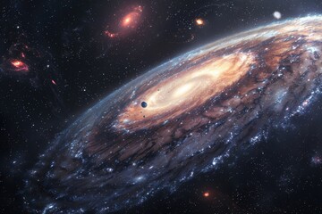 Majestic spiral galaxy with glowing center and distant stars in the vastness of space