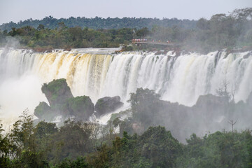 Iguazu waterfalls in overcast weather. High quality photo