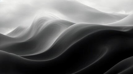 Obraz premium Unhurried grayscale breakers outline an abstract monochromatic bay seascape 