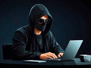 Hacker vector assets isolated flat simple style vector illustration. Generative AI.