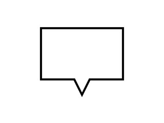 ミニマルな長方形吹き出しA：カクカク下中央黒線
