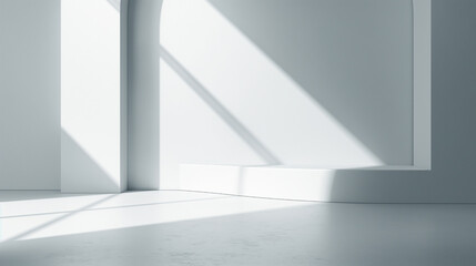 Obraz premium white black building atmosphere floor product backlight rendering hall evening parametric stone luxury wall perspective showroom interior gradient gray architecture concept 3d aluminum abstract nobody