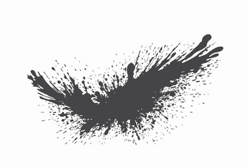 Black ink splash stain. Grunge paint texture. Isolated vector image in simple style