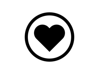 幾何学的ハート丸マーク：黒線